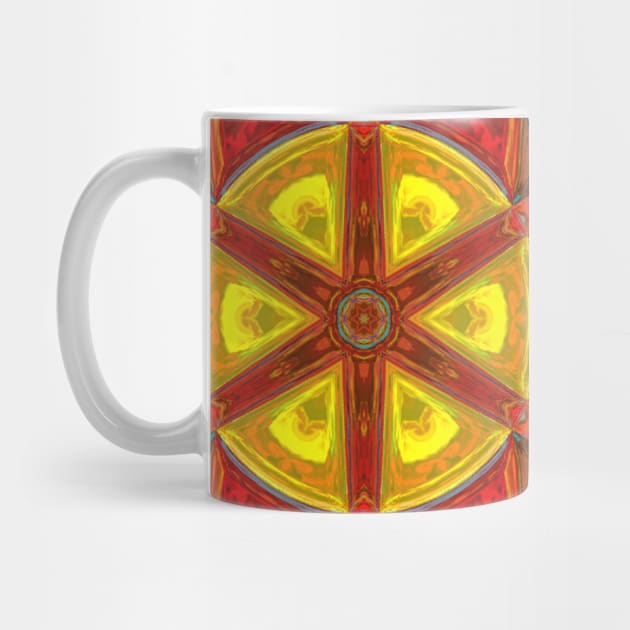 Mosaic Kaleidoscope Flower Blue Orange and Yellow by WormholeOrbital